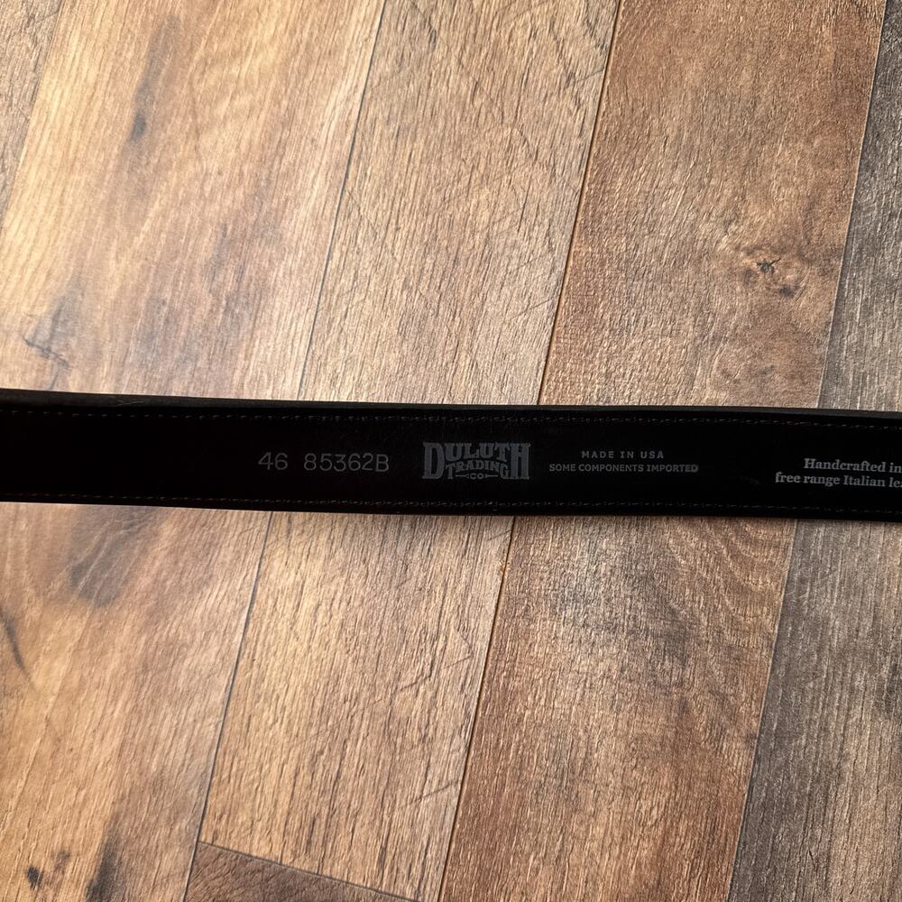 Duluth Trading‎ Co Lifetime Leather Belt Men's 46 Black Solid Brass Buckle 6776 - Picture 5 of 13